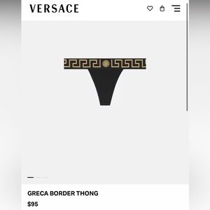VERSACE Womens Greca Border Thong Underwear Black Size 3 NWT